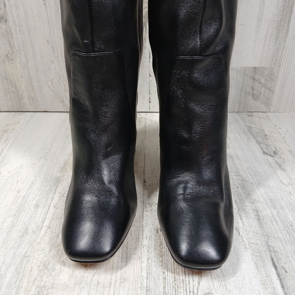 NEW Cole Haan Women's Valley Black Leather Square-Toe Block Heel Boots #1443 - Picture 4 of 14